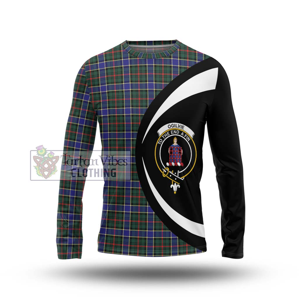 Ogilvie (Ogilvy) Hunting Modern Tartan Long Sleeve T-Shirt with Family Crest Circle Style Unisex - Tartan Vibes Clothing