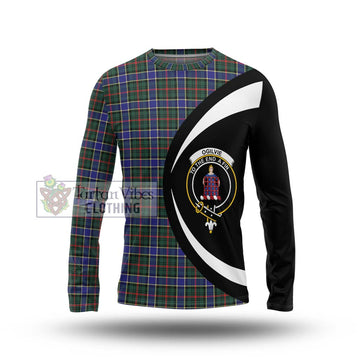 Ogilvie (Ogilvy) Hunting Modern Tartan Long Sleeve T-Shirt with Family Crest Circle Style