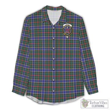 Ogilvie (Ogilvy) Hunting Modern Tartan Women's Casual Shirt with Family Crest