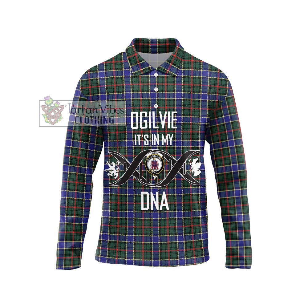 Ogilvie (Ogilvy) Hunting Modern Tartan Long Sleeve Polo Shirt with Family Crest DNA In Me Style Unisex - Tartanvibesclothing Shop