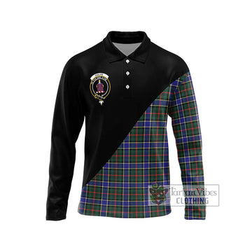 Ogilvie (Ogilvy) Hunting Modern Tartan Long Sleeve Polo Shirt with Family Crest and Military Logo Style