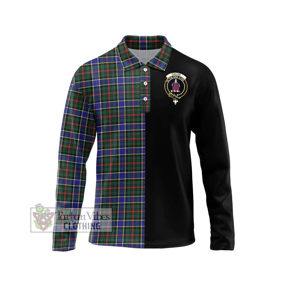 Ogilvie (Ogilvy) Hunting Modern Tartan Long Sleeve Polo Shirt with Family Crest and Half Of Me Style Unisex - Tartanvibesclothing Shop