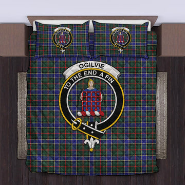 Ogilvie (Ogilvy) Hunting Modern Tartan Quilt Bed Set with Family Crest