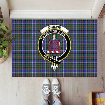 Ogilvie (Ogilvy) Hunting Modern Tartan Door Mat with Family Crest