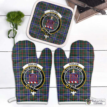 Ogilvie (Ogilvy) Hunting Modern Tartan Combo Oven Mitt & Pot-Holder with Family Crest