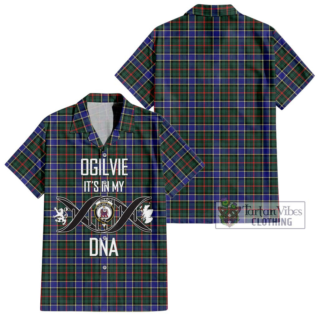 Ogilvie (Ogilvy) Hunting Modern Tartan Short Sleeve Button Shirt with Family Crest DNA In Me Style Kid - Tartanvibesclothing Shop