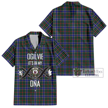 Ogilvie (Ogilvy) Hunting Modern Tartan Short Sleeve Button Shirt with Family Crest DNA In Me Style