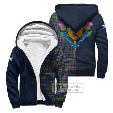 Ogilvie (Ogilvy) Hunting Modern Tartan Sherpa Hoodie Alba with Scottish Lion Royal Arm Half Style