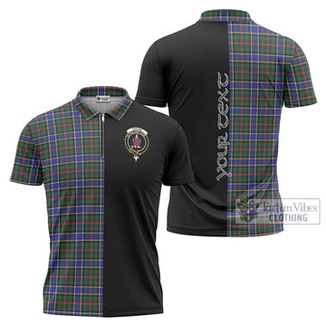 Ogilvie (Ogilvy) Hunting Modern Tartan Zipper Polo Shirt with Family Crest and Half Of Me Style