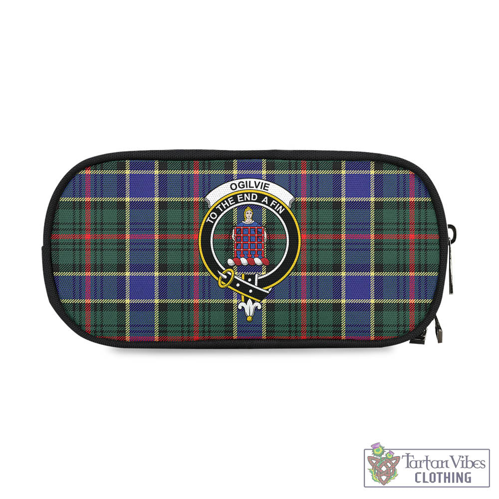 Tartan Vibes Clothing Ogilvie (Ogilvy) Hunting Modern Tartan Pen and Pencil Case with Family Crest