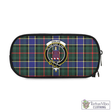 Ogilvie (Ogilvy) Hunting Modern Tartan Pen and Pencil Case with Family Crest