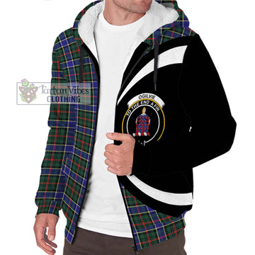 Ogilvie (Ogilvy) Hunting Modern Tartan Sherpa Hoodie with Family Crest Circle Style