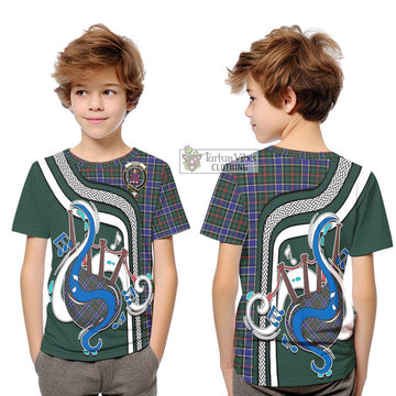 Ogilvie (Ogilvy) Hunting Modern Tartan Kid T-Shirt with Epic Bagpipe Style