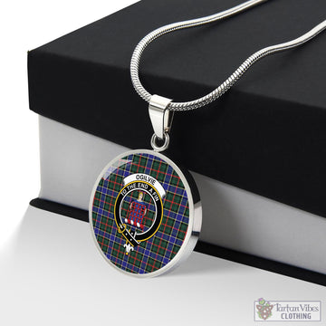 Ogilvie (Ogilvy) Hunting Modern Tartan Circle Necklace with Family Crest