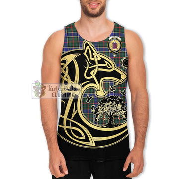 Ogilvie (Ogilvy) Hunting Modern Tartan Men's Tank Top with Family Crest Celtic Wolf Style