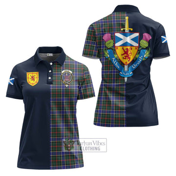 Ogilvie (Ogilvy) Hunting Modern Tartan Women's Polo Shirt Alba with Scottish Lion Royal Arm Half Style