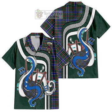 Ogilvie (Ogilvy) Hunting Modern Tartan Short Sleeve Button Shirt with Epic Bagpipe Style