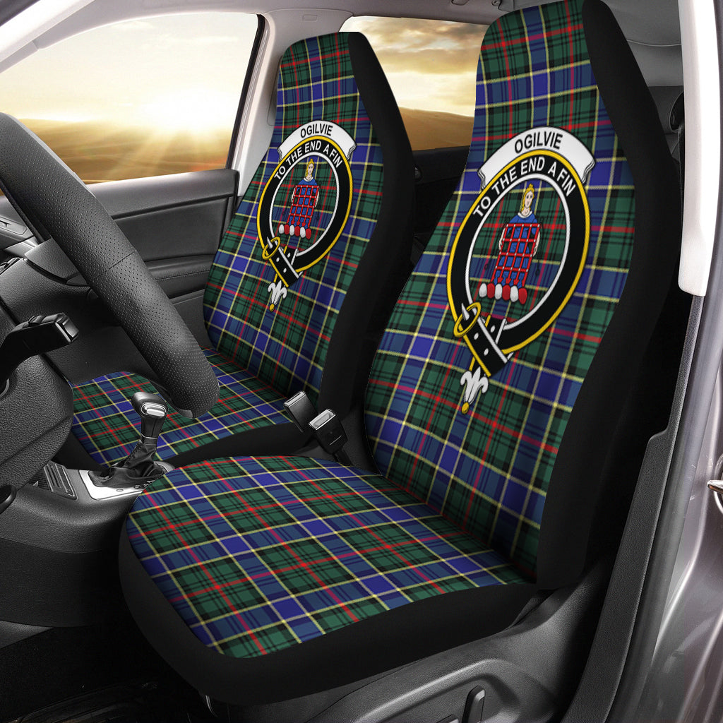 Ogilvie (Ogilvy) Hunting Modern Tartan Car Seat Cover with Family Crest One Size - Tartanvibesclothing