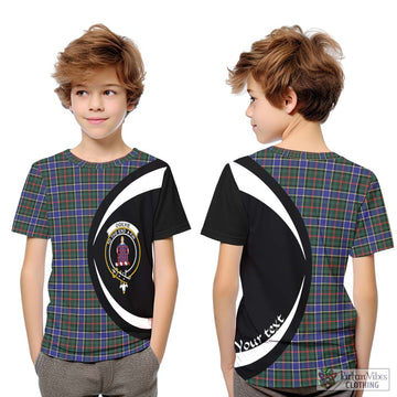 Ogilvie (Ogilvy) Hunting Modern Tartan Kid T-Shirt with Family Crest Circle Style