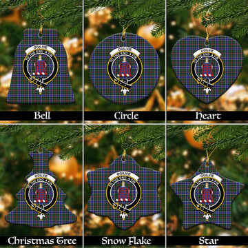 Ogilvie (Ogilvy) Hunting Modern Tartan Christmas Ceramic Ornaments with Family Crest