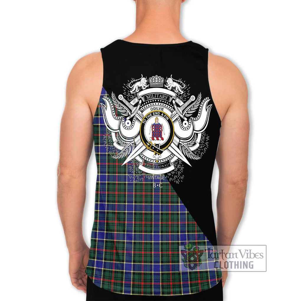 Ogilvie (Ogilvy) Hunting Modern Tartan Men's Tank Top with Family Crest and Military Logo Style - Tartanvibesclothing Shop