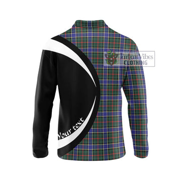 Ogilvie (Ogilvy) Hunting Modern Tartan Long Sleeve Polo Shirt with Family Crest Circle Style