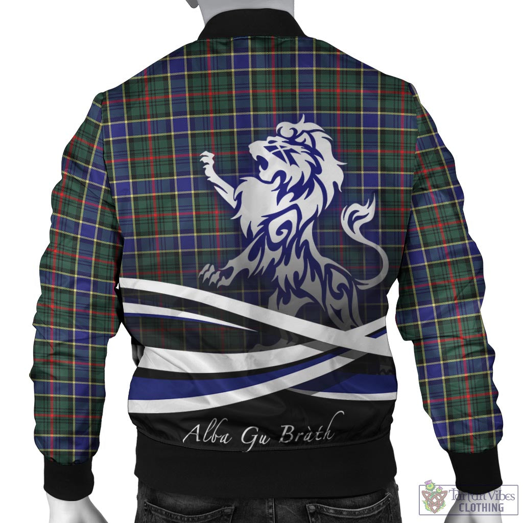 Tartan Vibes Clothing Ogilvie (Ogilvy) Hunting Modern Tartan Bomber Jacket with Alba Gu Brath Regal Lion Emblem