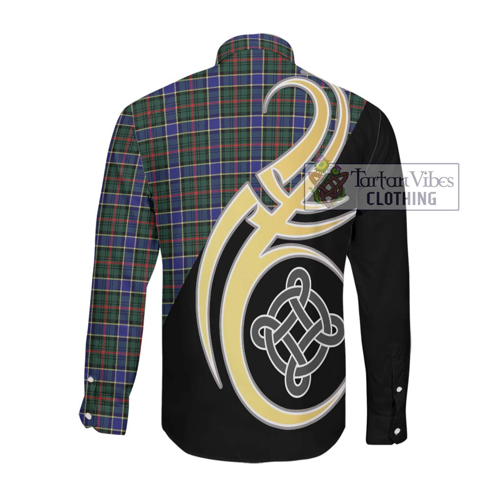 Ogilvie (Ogilvy) Hunting Modern Tartan Long Sleeve Button Shirt with Family Crest and Celtic Symbol Style Men's Shirt - Tartan Vibes Clothing