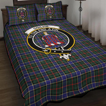 Ogilvie (Ogilvy) Hunting Modern Tartan Quilt Bed Set with Family Crest