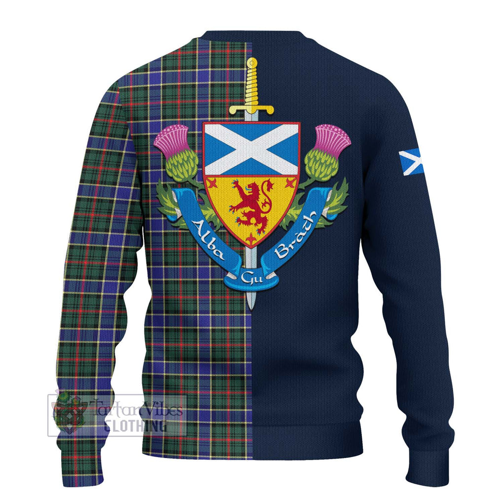 Tartan Vibes Clothing Ogilvie (Ogilvy) Hunting Modern Tartan Knitted Sweater with Scottish Lion Royal Arm Half Style