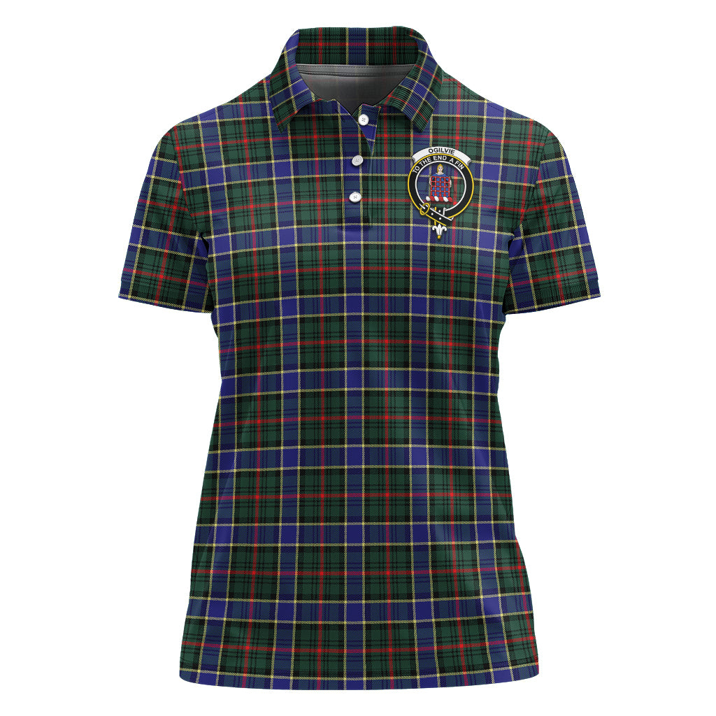 Ogilvie (Ogilvy) Hunting Modern Tartan Polo Shirt with Family Crest For Women - Tartan Vibes Clothing