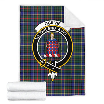 Ogilvie (Ogilvy) Hunting Modern Tartan Blanket with Family Crest