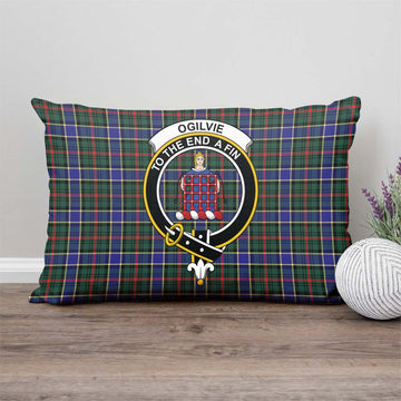 Ogilvie (Ogilvy) Hunting Modern Tartan Pillow Cover with Family Crest