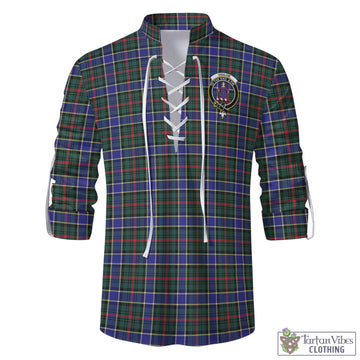 Ogilvie (Ogilvy) Hunting Modern Tartan Men's Scottish Traditional Jacobite Ghillie Kilt Shirt with Family Crest