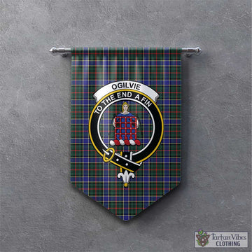 Ogilvie (Ogilvy) Hunting Modern Tartan Gonfalon, Tartan Banner with Family Crest