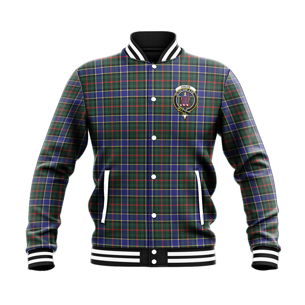 Ogilvie (Ogilvy) Hunting Modern Tartan Baseball Jacket with Family Crest - Tartan Vibes Clothing