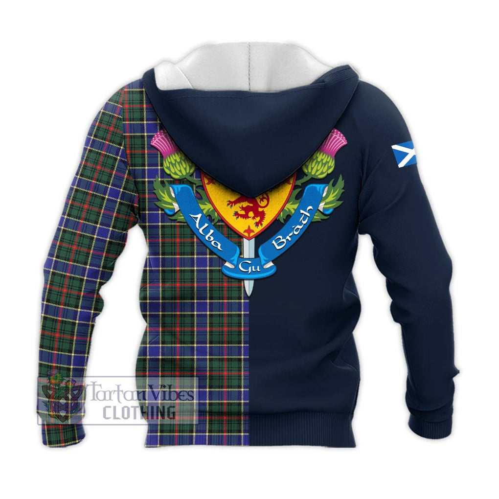 Tartan Vibes Clothing Ogilvie (Ogilvy) Hunting Modern Tartan Knitted Hoodie with Scottish Lion Royal Arm Half Style