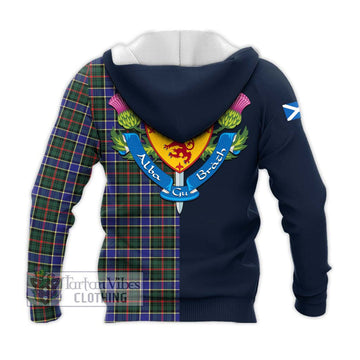 Ogilvie (Ogilvy) Hunting Modern Tartan Knitted Hoodie Alba with Scottish Lion Royal Arm Half Style