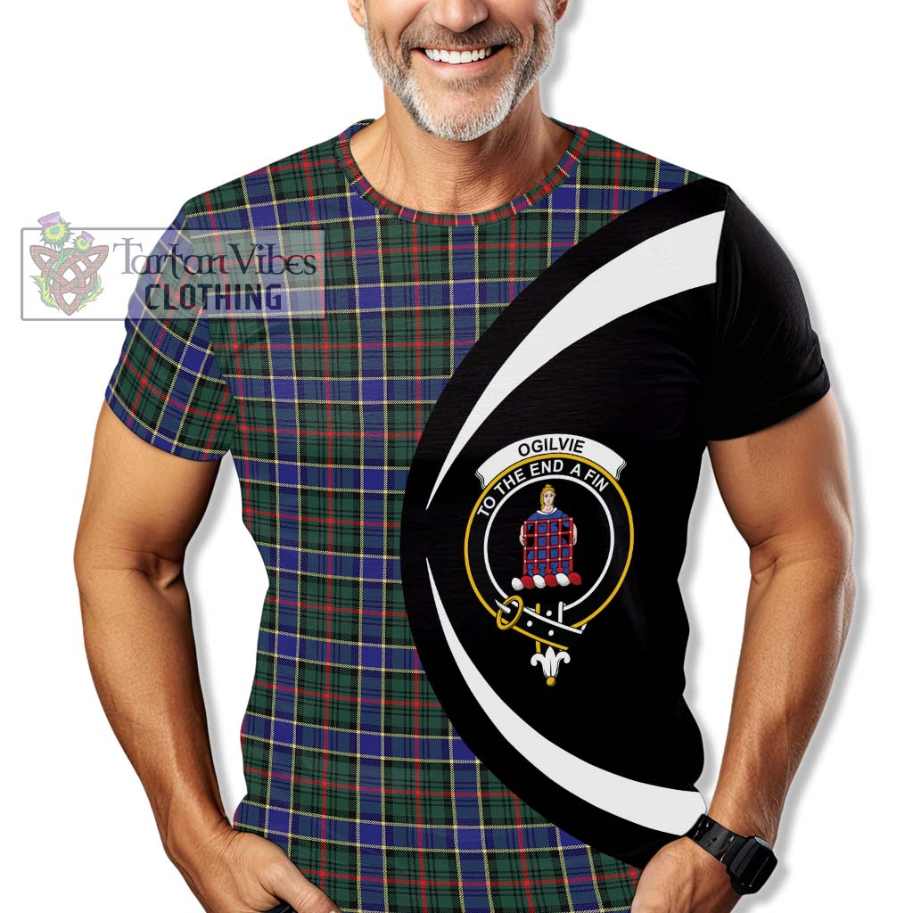 Tartan Vibes Clothing Ogilvie (Ogilvy) Hunting Modern Tartan T-Shirt with Family Crest Circle Style