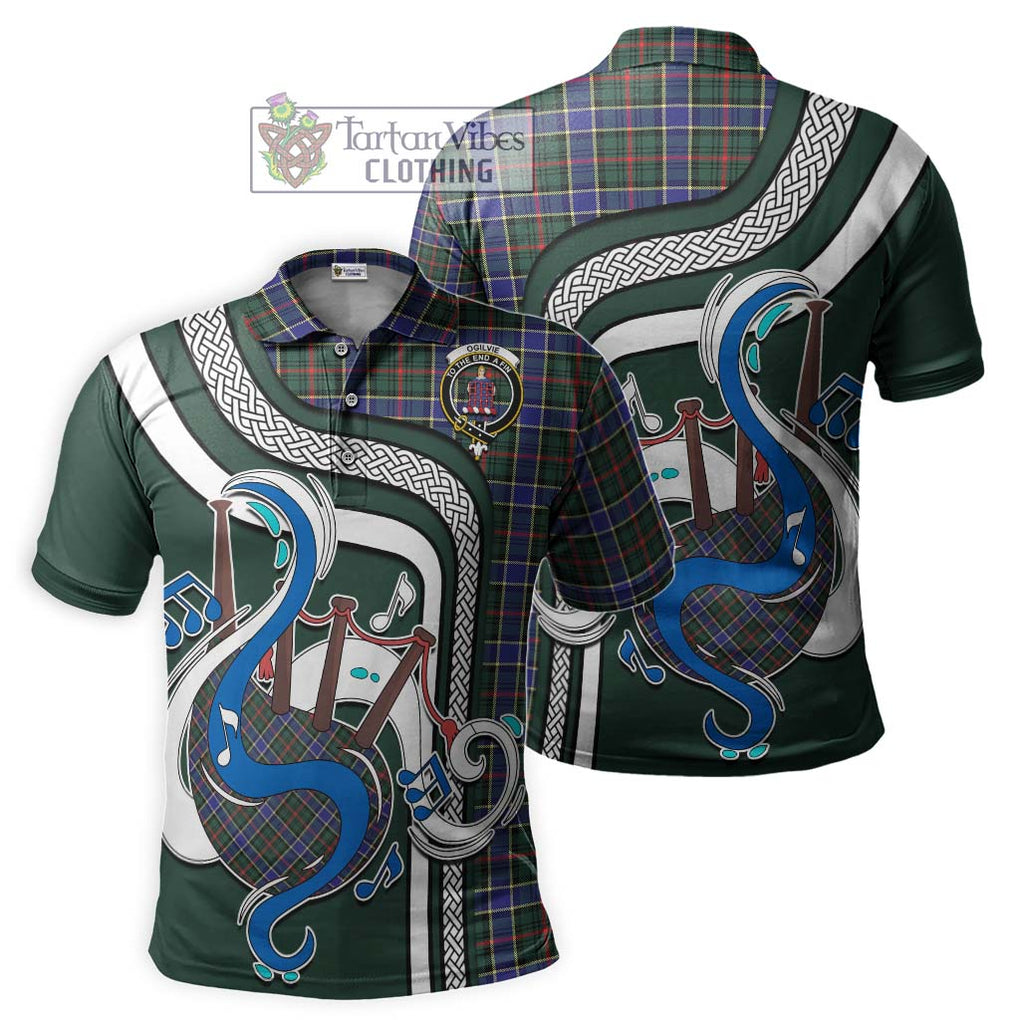 Tartan Vibes Clothing Ogilvie (Ogilvy) Hunting Modern Tartan Polo Shirt with Epic Bagpipe Style