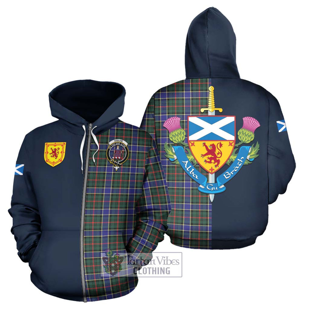 Tartan Vibes Clothing Ogilvie (Ogilvy) Hunting Modern Tartan Hoodie with Scottish Lion Royal Arm Half Style