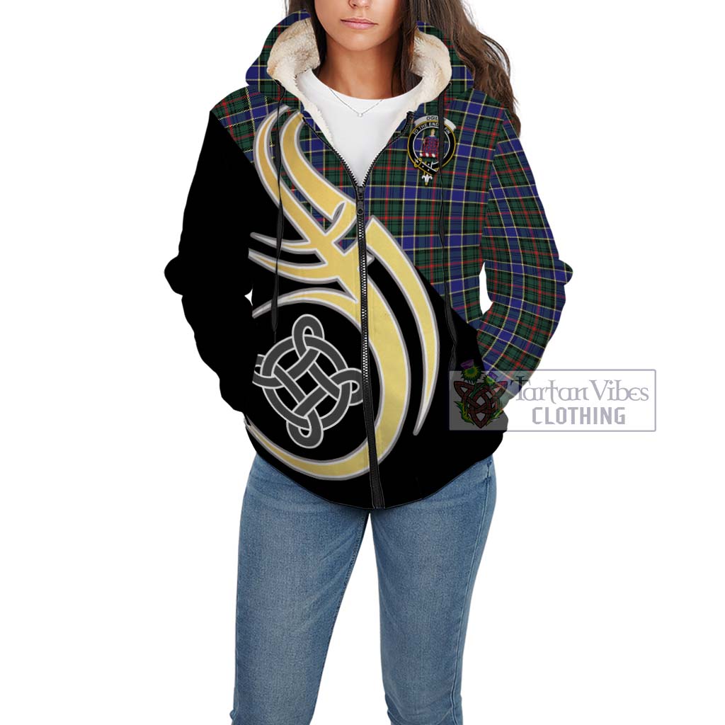 Ogilvie (Ogilvy) Hunting Modern Tartan Sherpa Hoodie with Family Crest and Celtic Symbol Style Unisex - Tartan Vibes Clothing