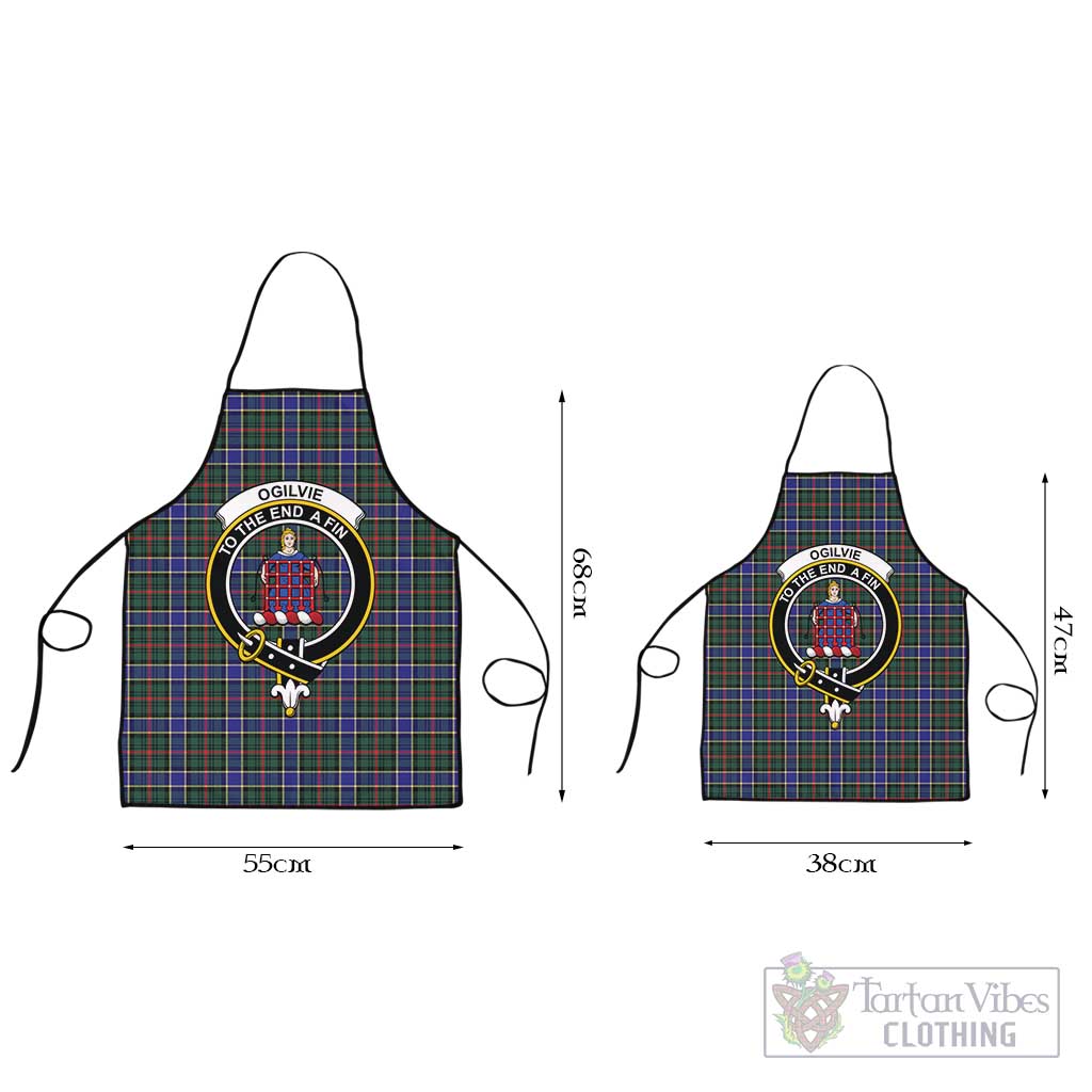 Ogilvie (Ogilvy) Hunting Modern Tartan Apron with Family Crest Black L 55x68 cm - Tartan Vibes Clothing