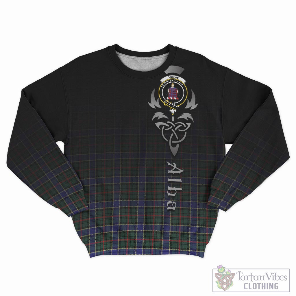 Tartan Vibes Clothing Ogilvie (Ogilvy) Hunting Modern Tartan Sweatshirt Featuring Alba Gu Brath Family Crest Celtic Inspired