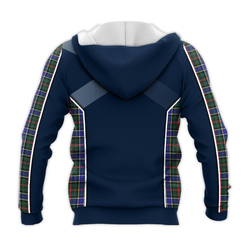 Tartan Vibes Clothing Ogilvie (Ogilvy) Hunting Modern Tartan Knitted Hoodie with Family Crest and Scottish Thistle Vibes Sport Style