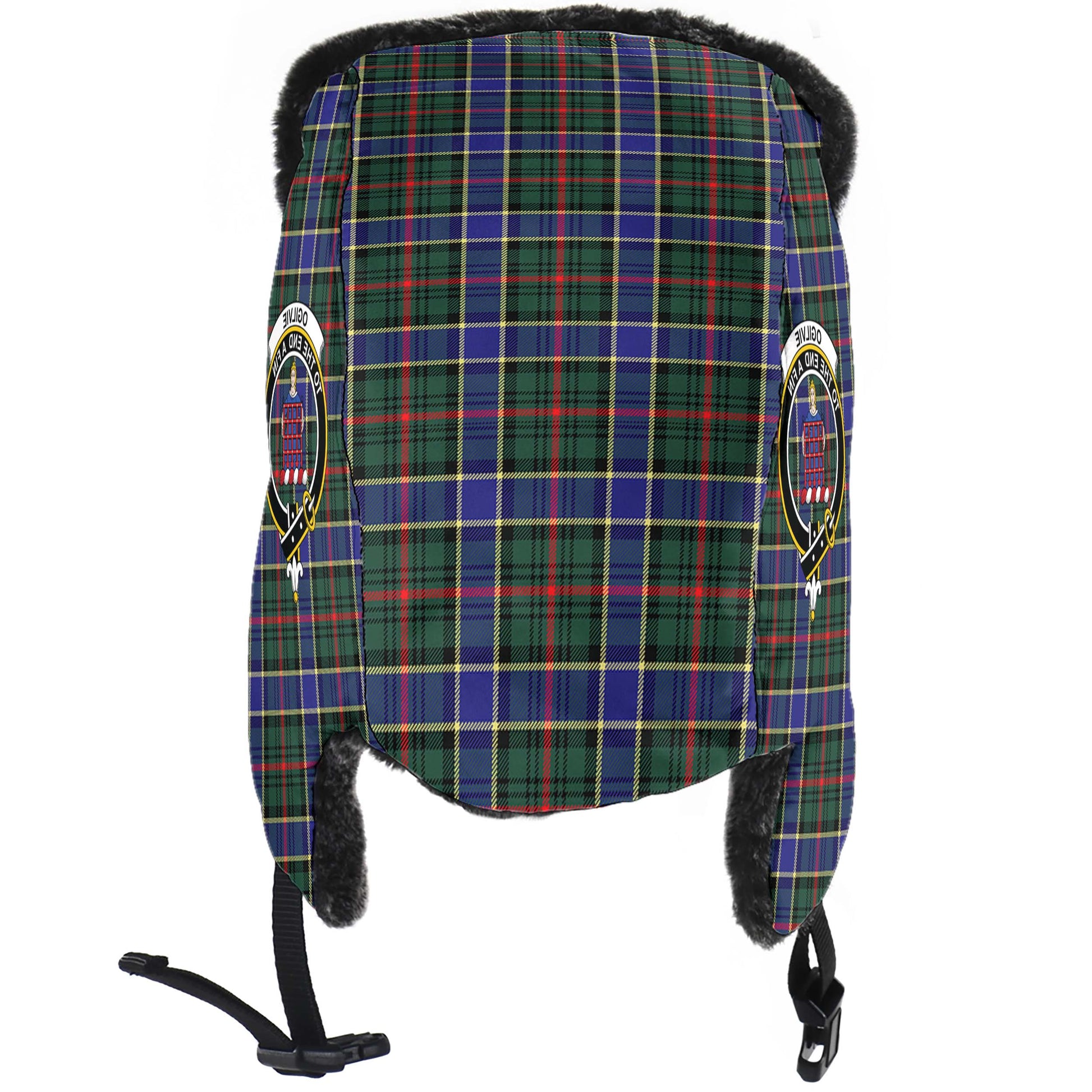 Ogilvie (Ogilvy) Hunting Modern Tartan Winter Trapper Hat with Family Crest - Tartanvibesclothing