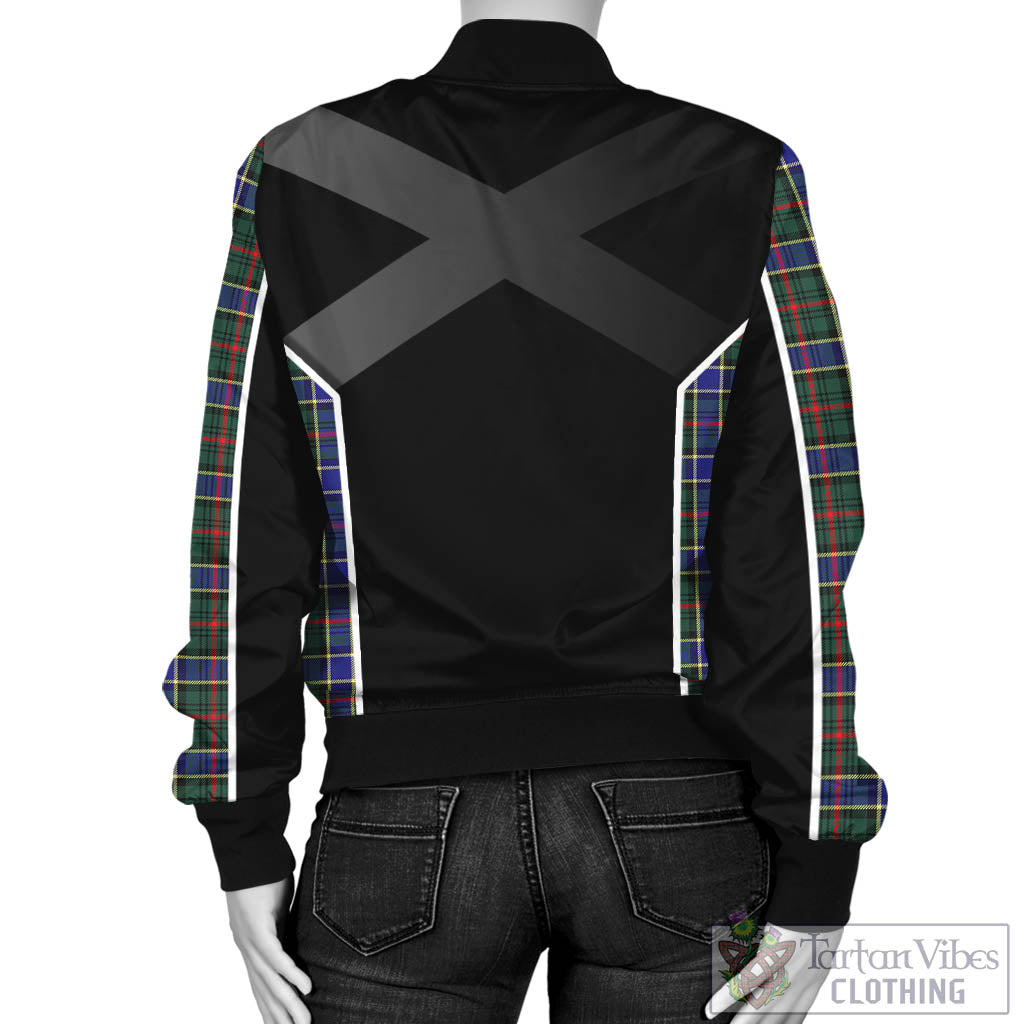 Tartan Vibes Clothing Ogilvie (Ogilvy) Hunting Modern Tartan Bomber Jacket with Family Crest and Scottish Thistle Vibes Sport Style