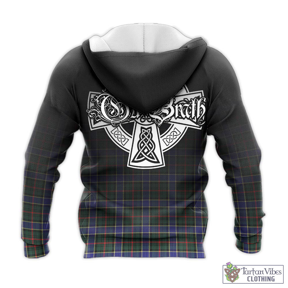 Tartan Vibes Clothing Ogilvie (Ogilvy) Hunting Modern Tartan Knitted Hoodie Featuring Alba Gu Brath Family Crest Celtic Inspired