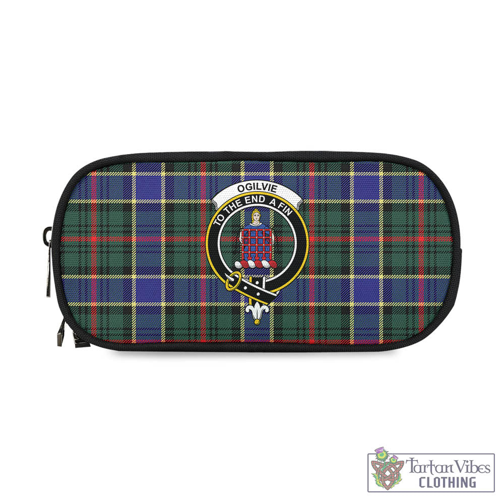 Tartan Vibes Clothing Ogilvie (Ogilvy) Hunting Modern Tartan Pen and Pencil Case with Family Crest