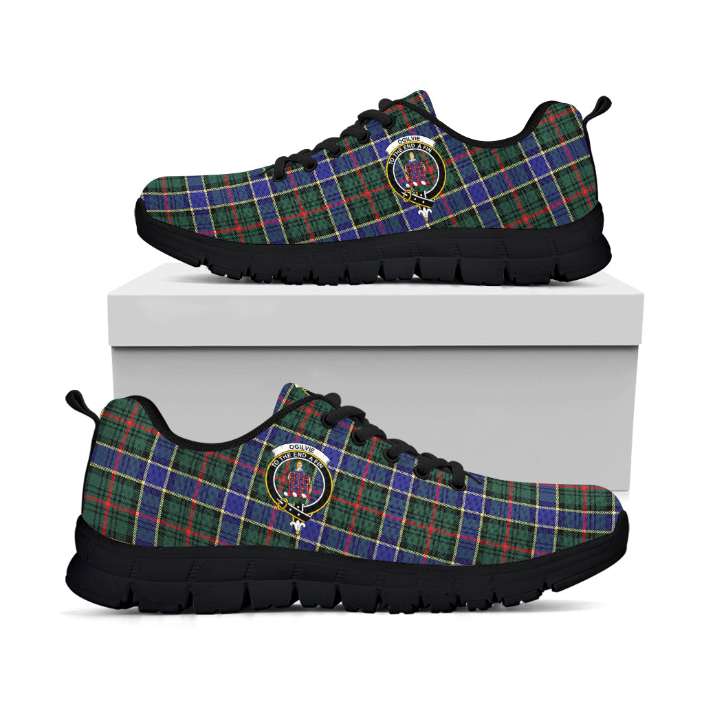 Ogilvie (Ogilvy) Hunting Modern Tartan Sneakers with Family Crest - Tartan Vibes Clothing